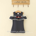 Novel design listrado camisa casual mãe e filha vestido para menina de 7 anos de idade